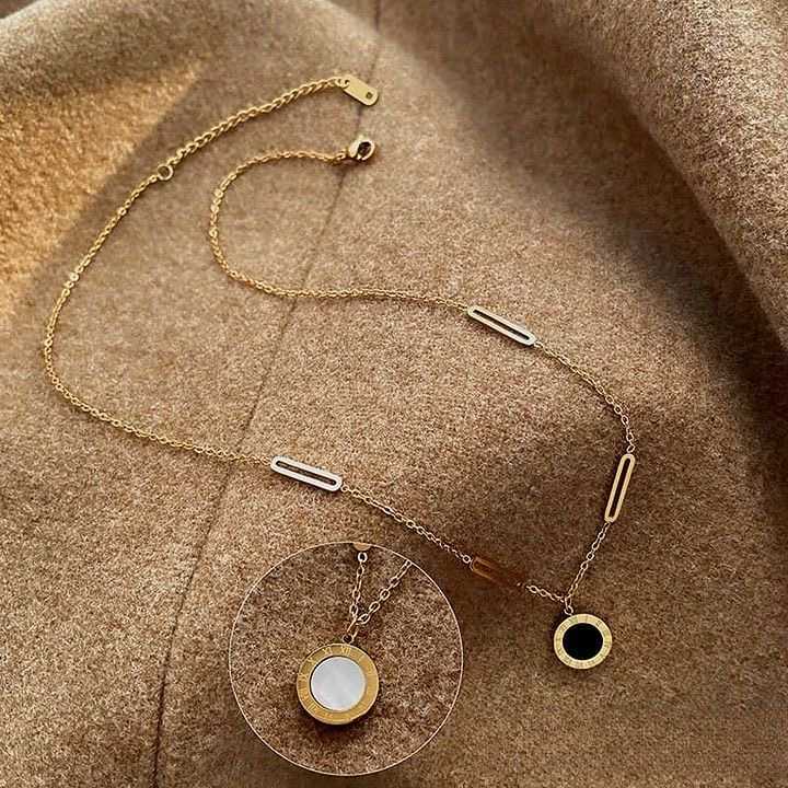 Reversible Black & White Stainless Necklace